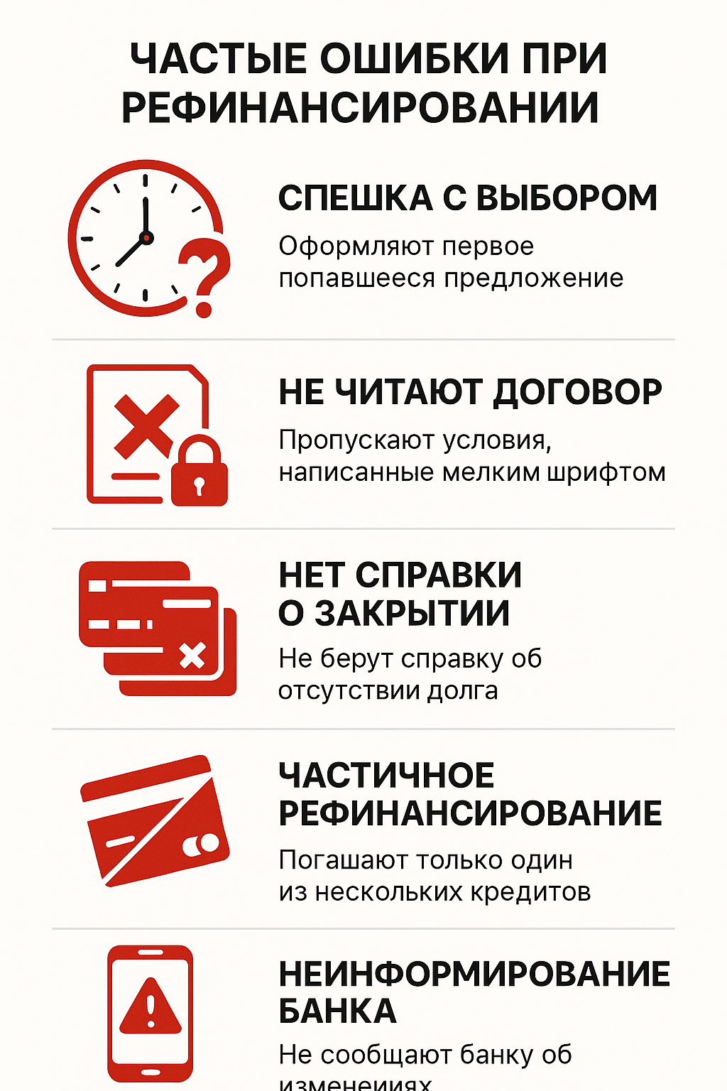 Ошибки рефинансирования